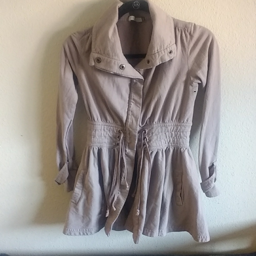 Mike & Chris Light Brown Peplum Jacket. Cotton/poly blend. Size XS